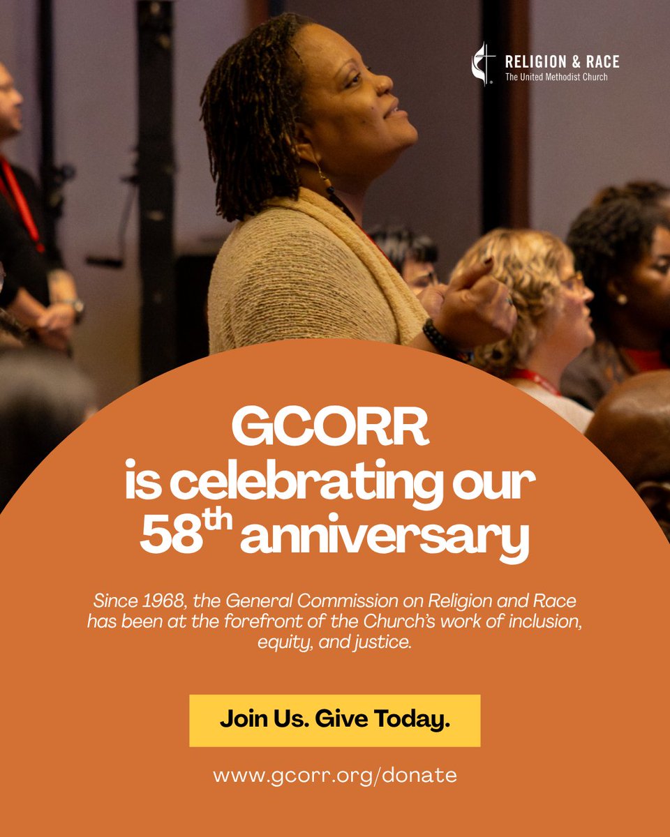 gcorrumc's tweet image. Walk with us in this work.

For 58 years, GCORR has supported a more inclusive Church. We ask you to join us by giving $58 as part of this shared journey.

Give today: gcorr.org/donate 
#RacialJustice #DismantlingRacism #FaithInAction #GCORR #UMC