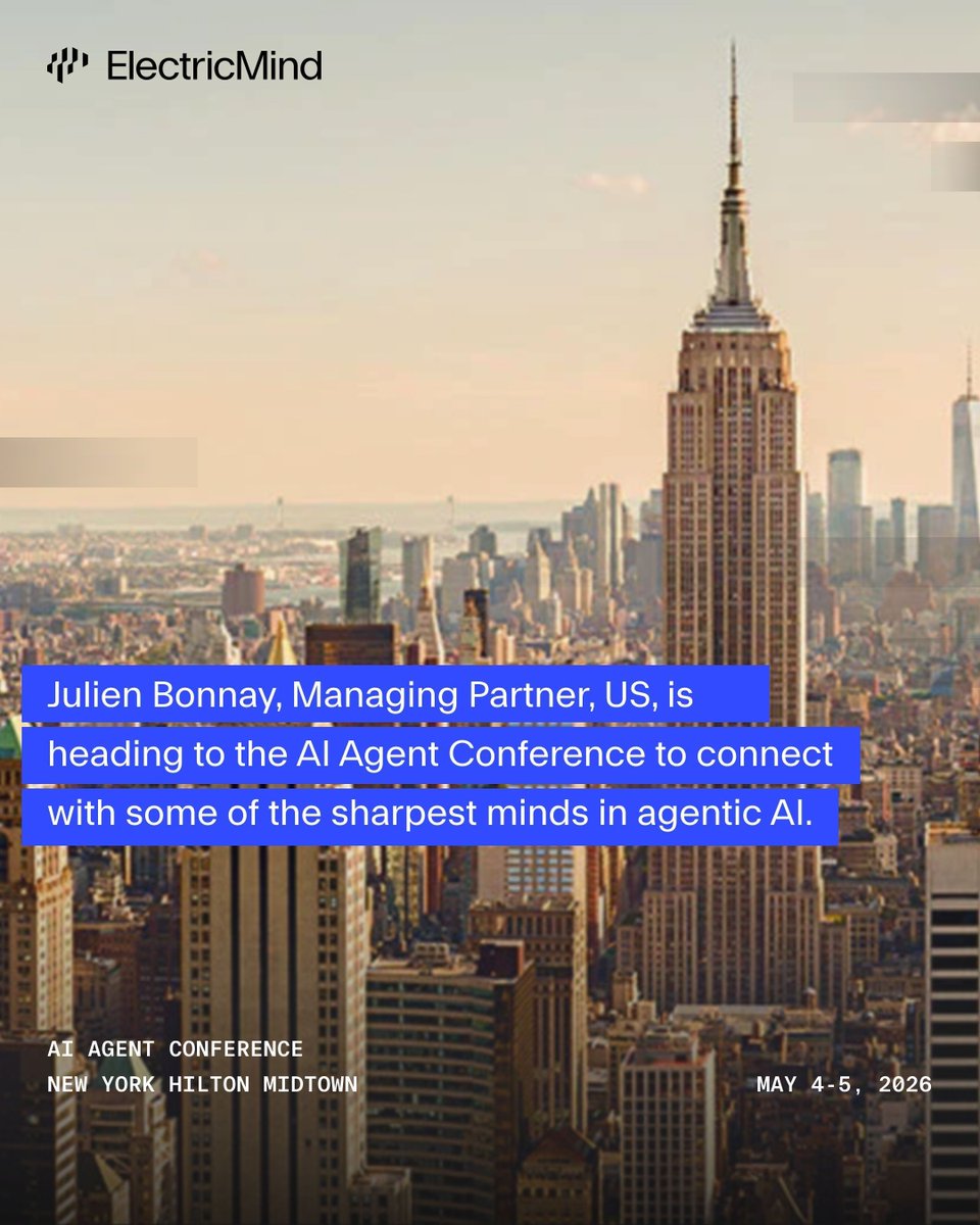 _electricmind_'s tweet image. Julien Bonnay, our Managing Partner (US), is heading to the AI Agent Conference in New York on May 4–5 to connect with leaders building and scaling agentic AI.
Attending?  Grab 20 minutes over coffee at the Hilton.
DM us or reach out to him directly. 

#AgenticAI #AILeadership