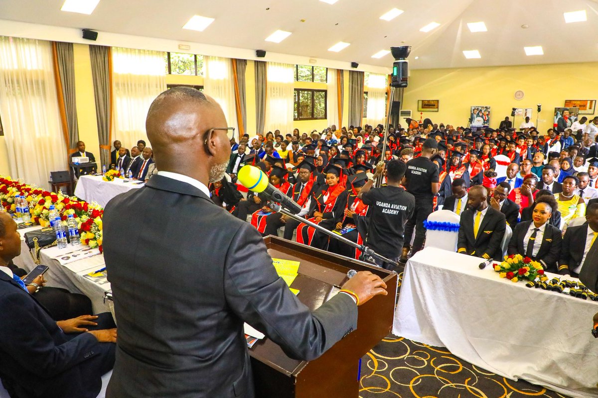 ObuaHamson's tweet photo. This afternoon, I had the privilege to preside over the graduation ceremony of the Uganda Aviation Academy under the leadership of the Vice Chancellor, Captain Mike @mukulaa. I commend him for his dedication and visionary leadership in building an institution that is shaping a skilled and competent workforce for Uganda’s aviation industry.

The academy continues to play a vital role in equipping young Ugandans with specialized skills, contributing to national development, job creation, and strengthening our capacity in air transport and related services. 

As government, we recognize and support such investments in human capital, especially in critical sectors like aviation that drive trade, tourism, and regional connectivity.

To the graduates, this achievement marks the beginning of a greater journey. Uphold the values of discipline, professionalism, and integrity. The aviation sector demands excellence and responsibility, go out and serve with dedication, prioritize safety, and be proud ambassadors of a capable and forward-looking Uganda.