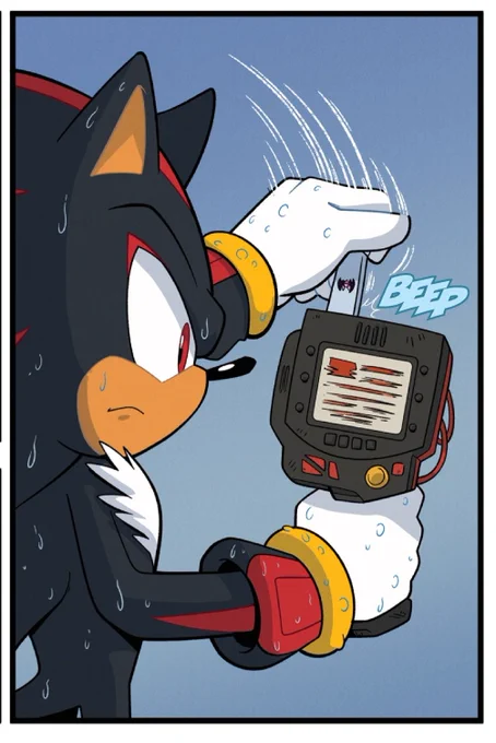 Shadow's handheld device in IDW's Sonic the Hedgehog #80 is inspired by the McDonald's LCD game, Shadow Grinder. 