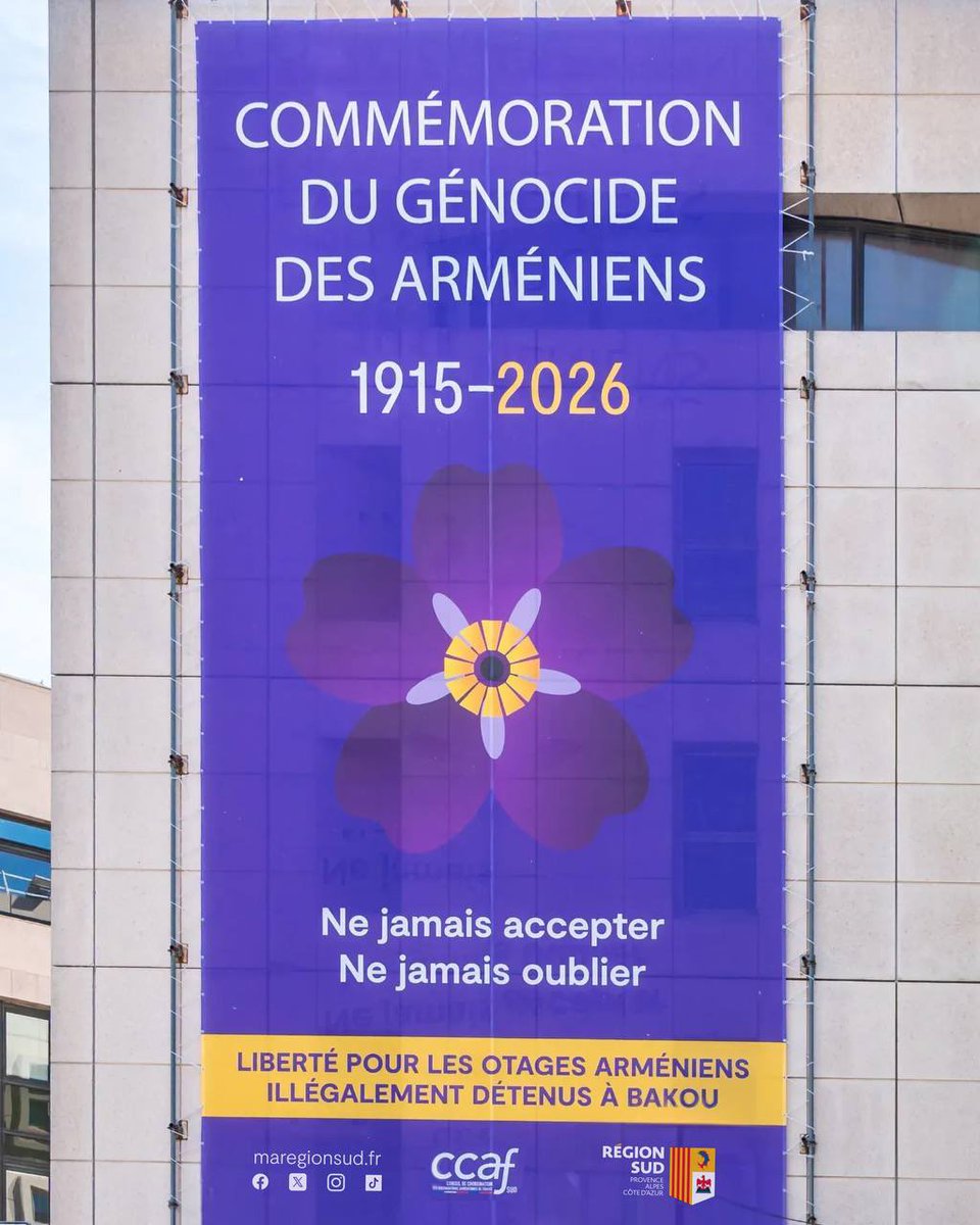 111 ans après le génocide des Arméniens, le devoir de mémoire reste un combat.

La Région Sud est aux côtés de l’Arménie et des Français d’origine arménienne. Hommage aux 1,5 million de victimes et à tous leurs descendants.

Vive la fraternité entre la France et l’Arménie ! 🇫🇷🇦🇲