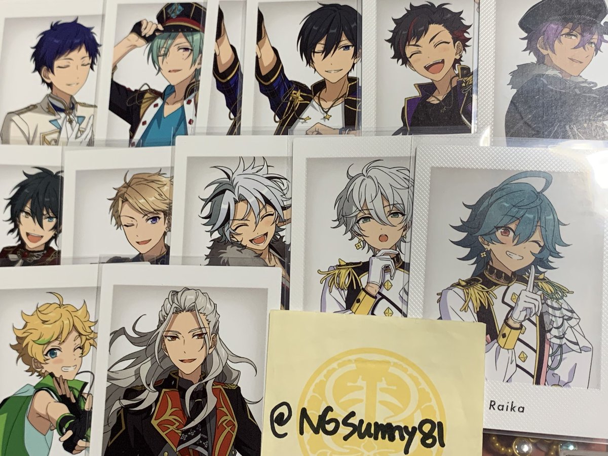 NGSunny81's tweet photo. 【交換】あんスタ 10th展示会 特典ぱしゃっつ

譲→弓弦 巽 北斗2 鉄虎 アドニス みか 嵐 維吹 カンナ ライカ 宙 凪砂
求→友也 日和 (レオ 舞珠)

⚠️日和含む交換優先します
スタライインテ現地(25夜前後26昼前)手渡し、後日仙台手渡し可◯
お気軽にお声掛けください🙂‍↕️ https://t.co/KA7HOHZBiI