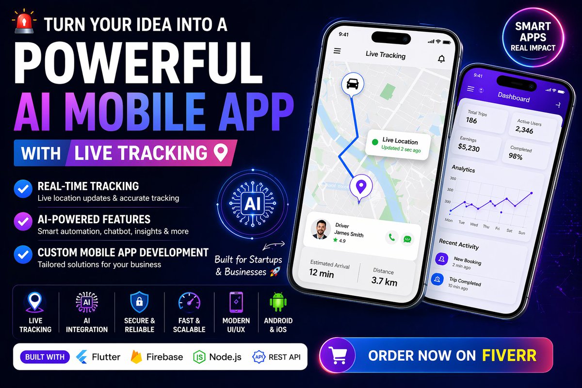 Manish84693090's tweet image. 🚨 Turn your idea into a powerful AI mobile app with live tracking
✔ Real-time tracking
✔ AI-powered features
✔ Custom mobile app development
Built for startups &amp;amp; businesses 🚀
👉 Order now: fiverr.com/s/xX8EEa4
#AI #MobileApps #Flutter #TechStartup #Fiverr #AppDeveloper