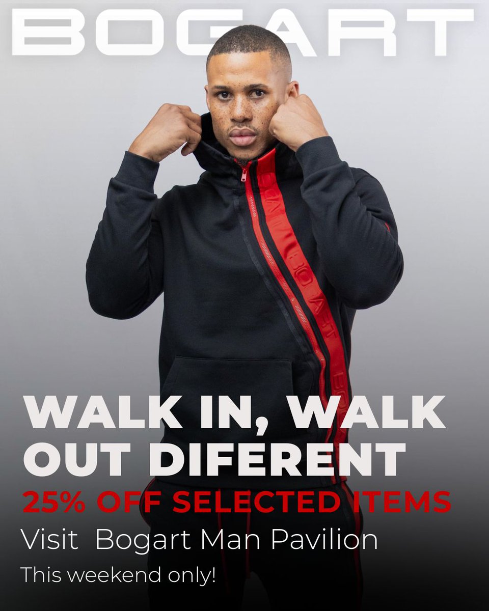 ThePavSA's tweet image. 25% off selected pieces this weekend at @BogartManSA . Come experience the brand in person.
📍 Bogart Man - cinema level next to Mugg &amp;amp; Bean. 

#BogartMan #Pavilion #WeekendVibes #MensFashion #PremiumMenswear