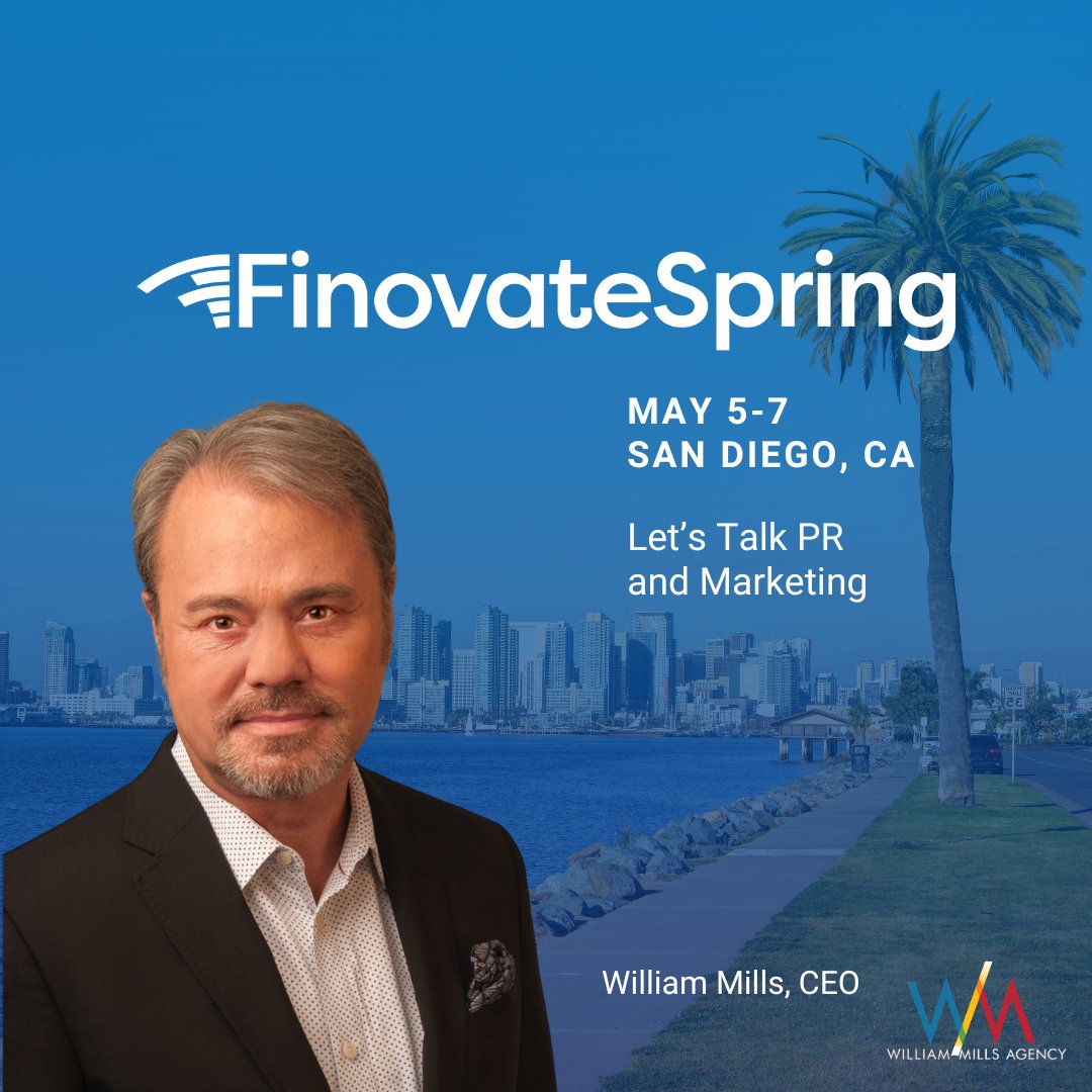 wmagency's tweet photo. William Mills is heading to sunny San Diego for Finovate Spring. If you’ll be there, schedule time to connect and discuss how our PR and marketing services can help strengthen your fintech brand, support visibility, and build credibility in the market. #Finovate https://t.co/zdXYD6MIGc