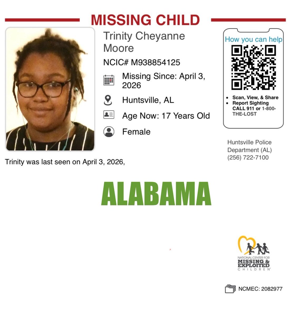 Ohio1ShyGirl's tweet image. #ALABAMA    #MissingChild ‼️Please Share‼️  #MissingPerson  #MissingPeople   missingkids.org/poster/NCMC/20…