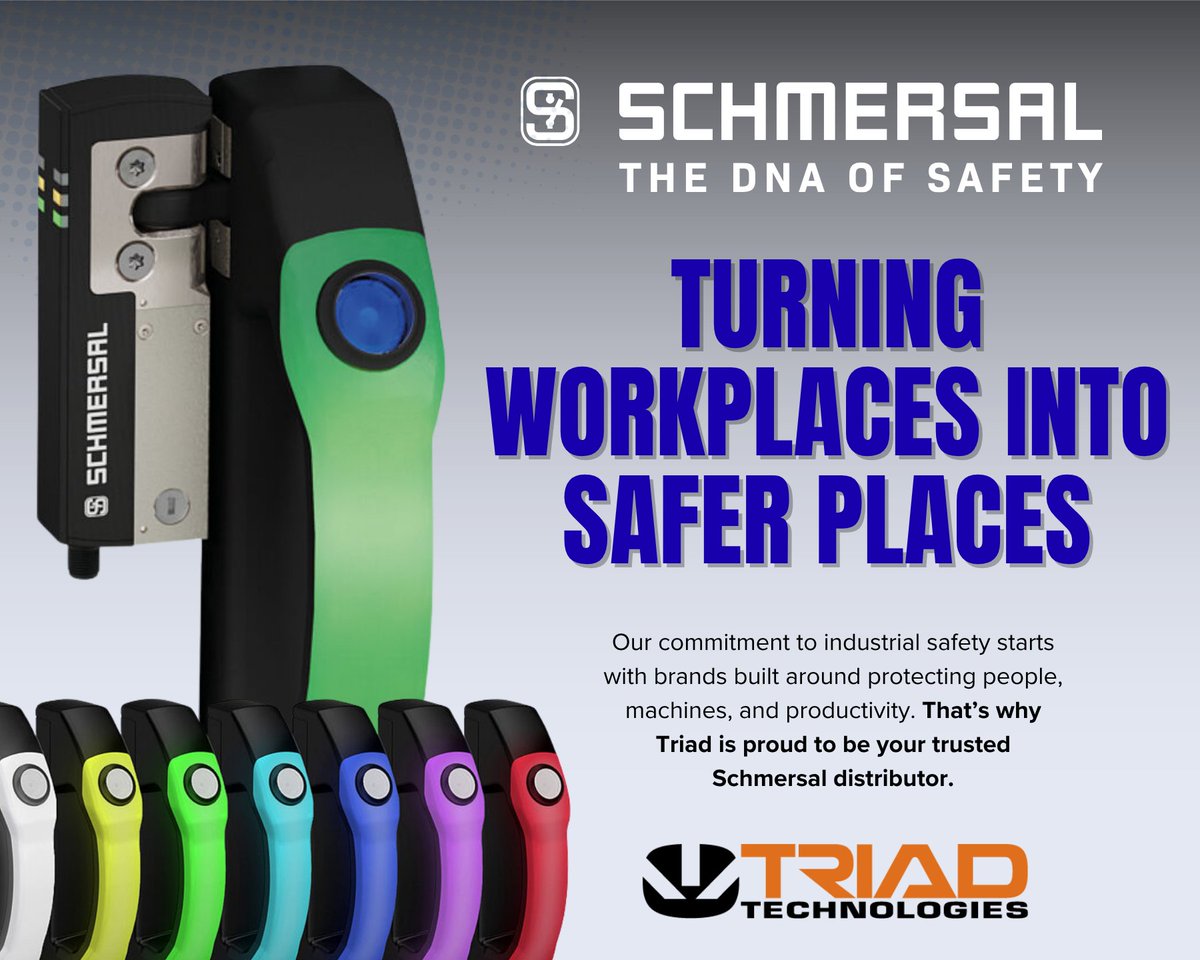 As a proud distributor of <a href="/Schmersal_USA/">Schmersal_USA</a> products, Triad Technologies delivers safety solutions designed to protect your people, safeguard your equipment,  and keep production moving. 
Learn more:  triadtechnologies.com/schmersal

#MachineSafety #IndustrialSafety #Automation