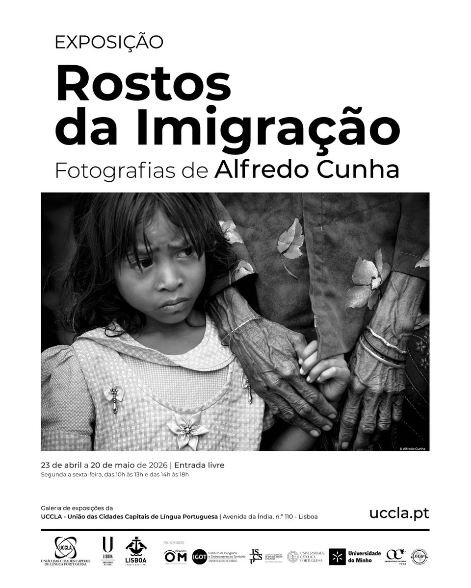 Inaugurada exposição "Rostos da Imigração" da autoria de Alfredo Cunha, na UCCLA, no dia 23 de abril. A exposição estará patente ao público até ao dia 20 de maio, segunda a sexta-feira. A entrada é livre. uccla.pt/noticias/inaug…