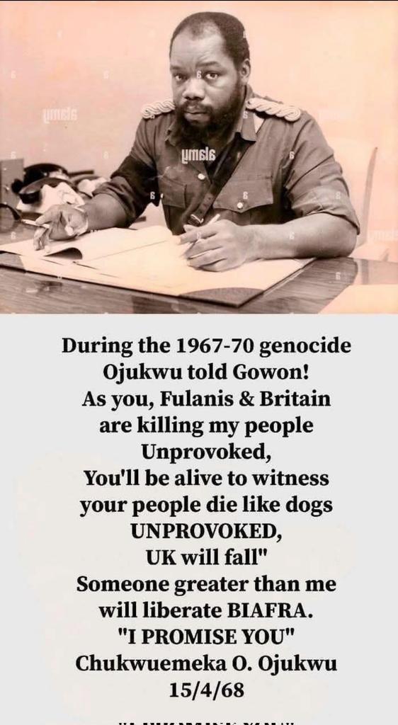 AfunwaUchenna's tweet photo. @NigeriaStories This is quite sad but thank God Gowon is still alive to witness the nation he fought for. He killed over 3m Biafran's because of this jungle called Nigeria & his fellow terrorists in uniform can't even protect his own people from bush terrorists. #Karma #ExNigeriaNow #FreeMNKNow https://t.co/X2LDeNp2VU