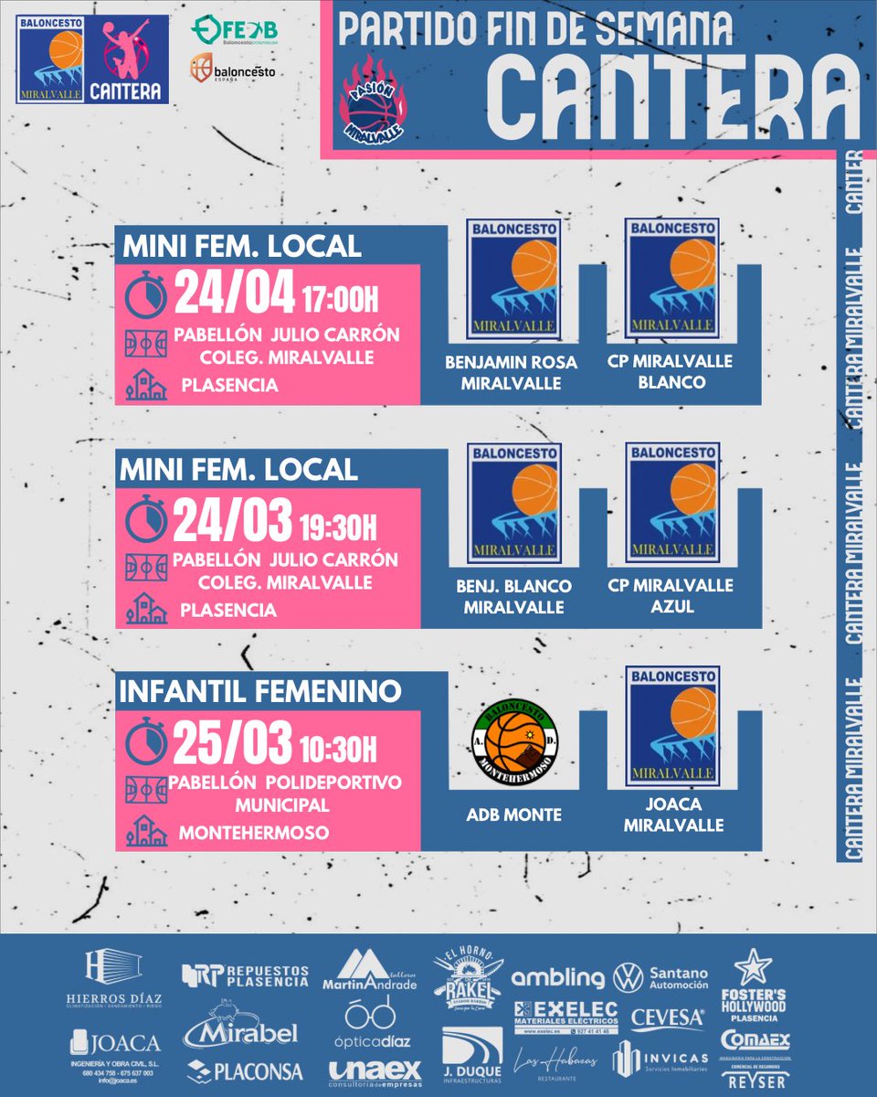 CPMiralvalle's tweet photo. ⛹🏻‍♀️ 𝐏𝐀𝐑𝐓𝐈𝐃𝐎𝐒 𝐂𝐀𝐍𝐓𝐄𝐑𝐀 ⛹🏻‍♀️

Ya va quedando menos para el final, pero ¡todavía queda mucho por delante! 🔥

ATENTOS 👀

#pasiónMiralvalle https://t.co/rnD8ibnDNK