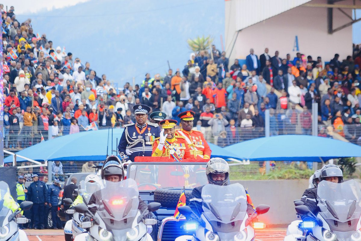 King Mswati upon arrival for his forty (40) years on the Throne celebration held at Somhlolo National Stadium on Friday.