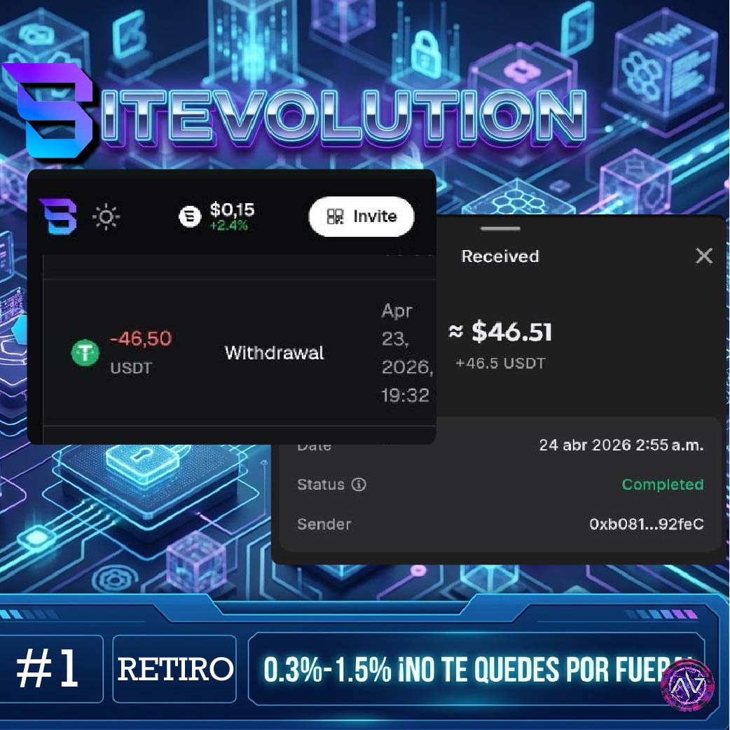 #Bitevolution llega para revolucoinar el mundo del #Stake #Staking ¿Quieres saber como gane 46$ en 1 dia? vrsenft.cloud/pfolio?project…

¡Tienes todo para ser exitoso en tus manos, solo es cuestión de analizar, enfocar y aplicar!