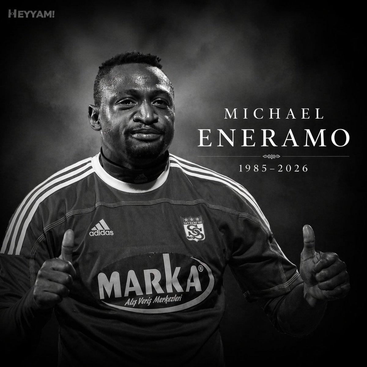 heyyamcom's tweet photo. Türk futbolunda iz bırakan isimlerden Michael Eneramo’nun vefatını derin bir üzüntüyle öğrendik.

Ailesine, sevenlerine ve futbol camiasına başsağlığı dileriz.

Huzur içinde uyu Eneramo. 🖤 https://t.co/i5WQ3IAjj4