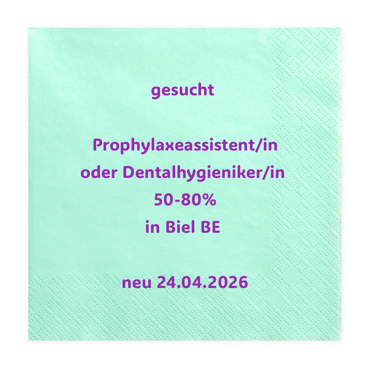 Swissdentjobs's tweet image. ***Neu gesucht***
ProphylaxeassistentIn/ DentalhygienikerIn 50-80% in Biel BE 

Super attraktive Anstellung zu vergeben!

#bern #dentalhygienikerin #dentalassistentin #prophylaxeassistentin #swissdentjobs