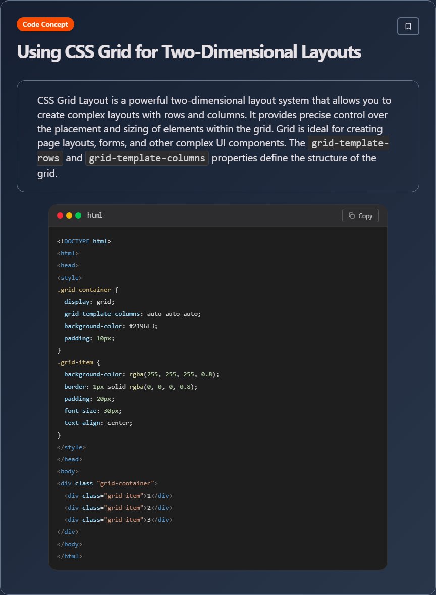 techielearnapp's tweet image. ✨ Using CSS Grid for Two-Dimensional Layouts

Learn more on our app: play.google.com/store/apps/det…

#HTML #CSS #WebDesign #Frontend #100DaysOfCode #DevLife