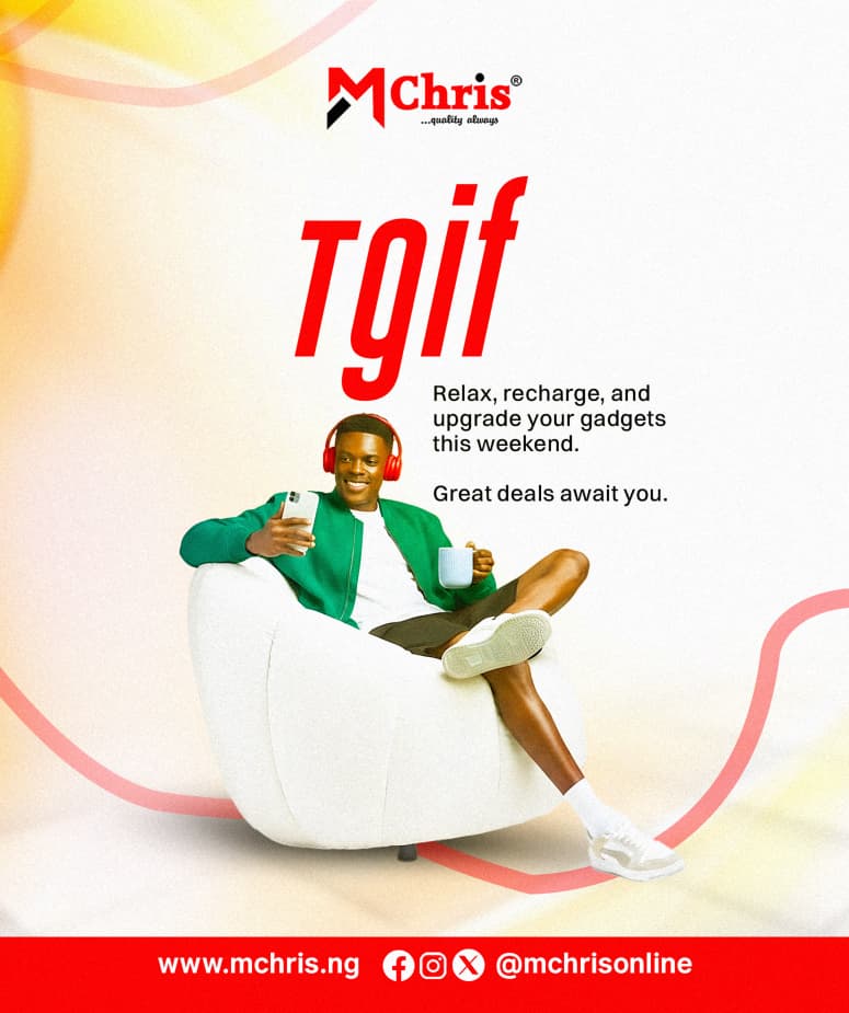 mchrisonline's tweet photo. TGIF at Mchris 🎉  
Weekend mode: ON. 💡
Thank God It’s Friday — and time to upgrade your tech. Catch weekend deals on phones, accessories &amp; repairs.  
Quality Always.📱⚡

Visit us at @ https://t.co/8PNPT8kecf
#sales #weekend #Mchris #Friday https://t.co/pBcPK1ZZFf