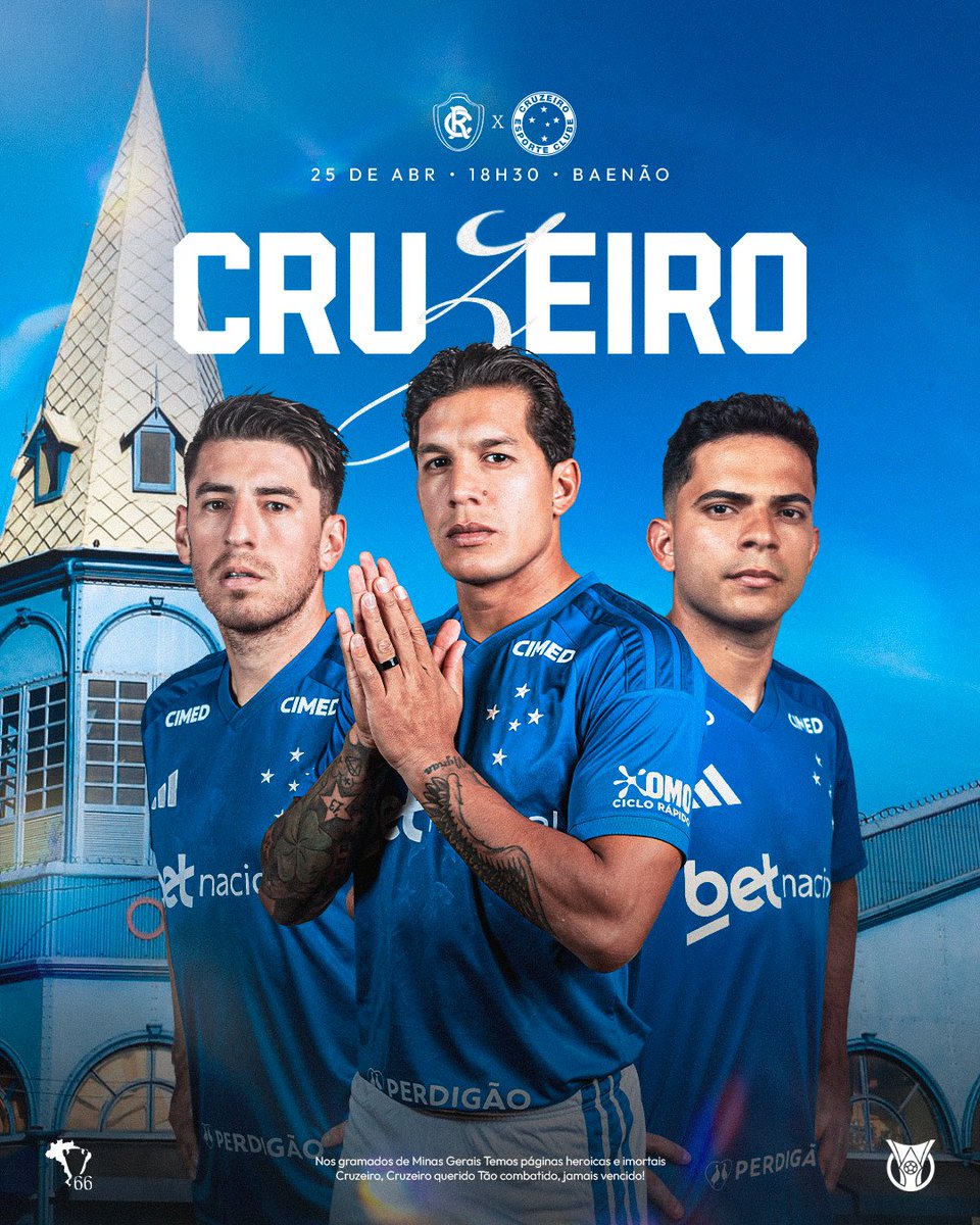 𝐍𝐚𝐬 𝐯𝐞𝐢𝐚𝐬 𝐭𝐞𝐧𝐡𝐨 𝐨 𝐬𝐚𝐧𝐠𝐮𝐞 𝐚𝐳𝐮𝐥 𝐝𝐨 𝐦𝐞𝐮 𝐜𝐥𝐮𝐛𝐞 𝐚𝐦𝐚𝐝𝐨!
𝐍𝐨 𝐩𝐞𝐢𝐭𝐨 𝐭𝐞𝐧𝐡𝐨 𝐜𝐢𝐧𝐜𝐨 𝐞𝐬𝐭𝐫𝐞𝐥𝐚𝐬 𝐪𝐮𝐞 𝐜𝐚𝐫𝐫𝐞𝐠𝐨 𝐜𝐨𝐦 𝐚𝐦𝐨𝐫! 🎵🦊

Remo 🆚 Cruzeiro
🏆 Campeonato Brasileiro - 13ª rodada
🏟 Estádio Baenão
🕓 25/04/2026 |