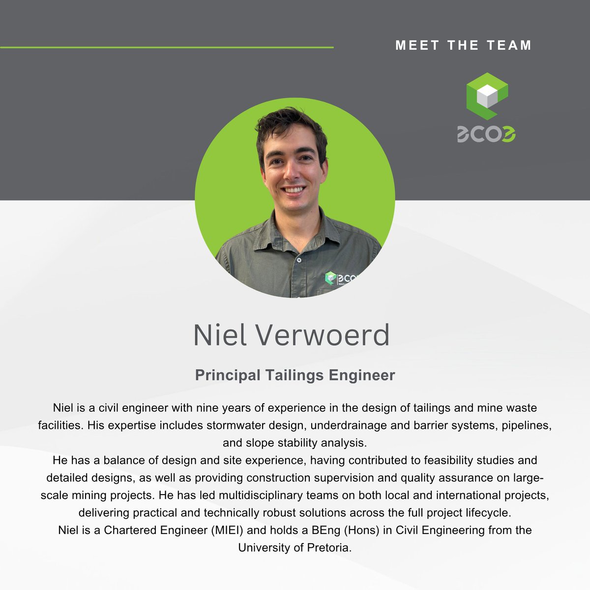 EcoElementum's tweet image. We’re proud to welcome three exceptional professionals to the Eco Elementum team, strengthening our expertise across tailings, water infrastructure, and mechanical engineering.

#WelcomeToTheTeam #EngineeringExcellence #EcoElementum