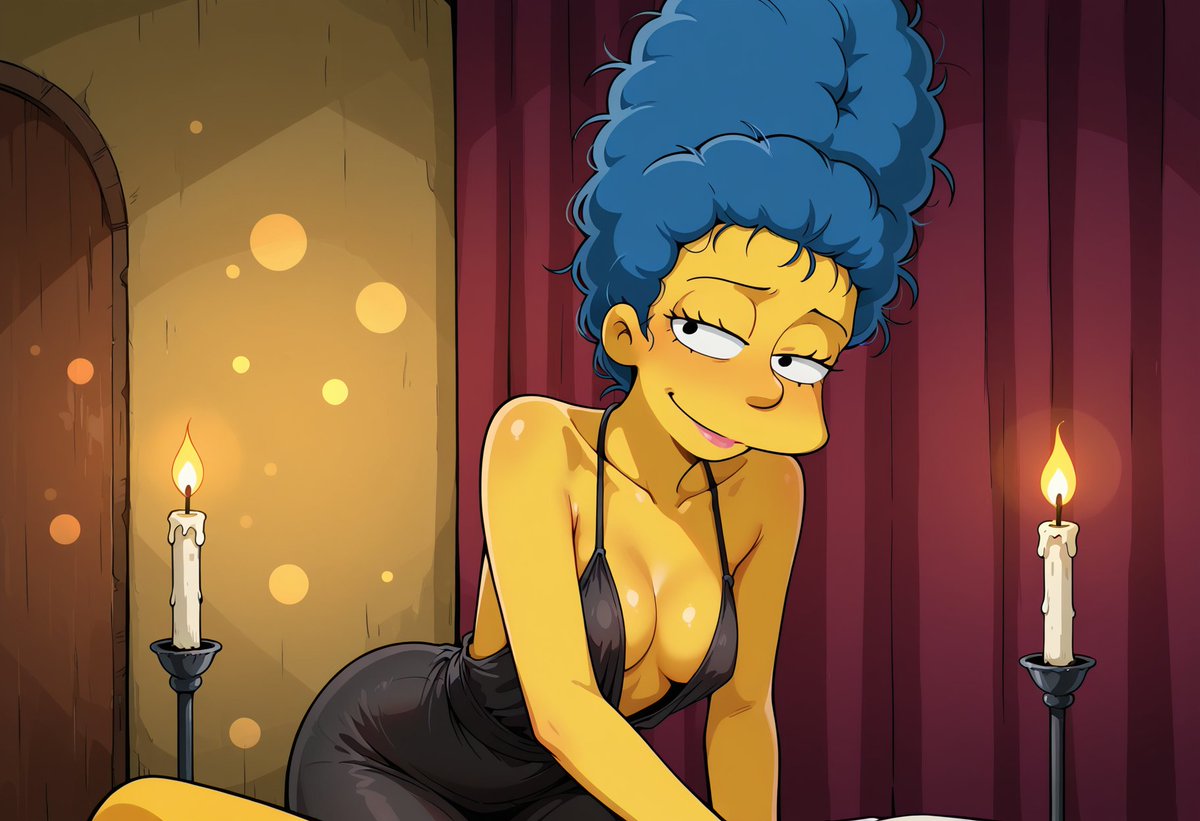 artifemme's tweet image. While the comic is in progress, how about a romantic restaurant date with this beautiful girl? Did you expect to see Marla in such an incredibly hot look? 🍷✨

Drop your thoughts below! 👇 
#TheSimpsons #Marge #MargeSimpson #ParodyArt #AIArt #SpicyArt
