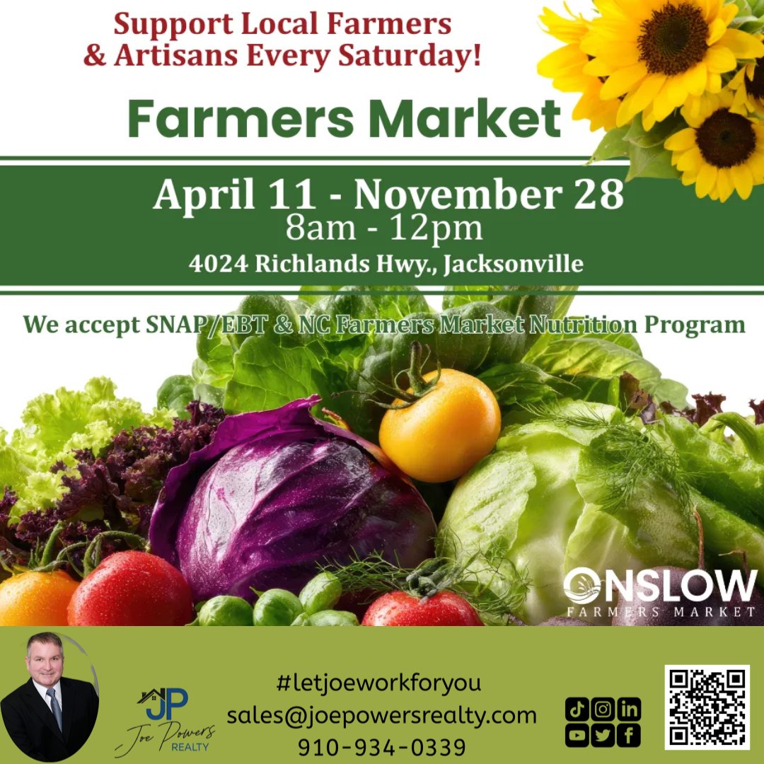 joepowersrealty's tweet image. #letjoeworkforyou #farmersmarket #suportlocalfarmers #realtypro #makememove #sttarterhome #petfriendly #camplejeune #ramseytrusted