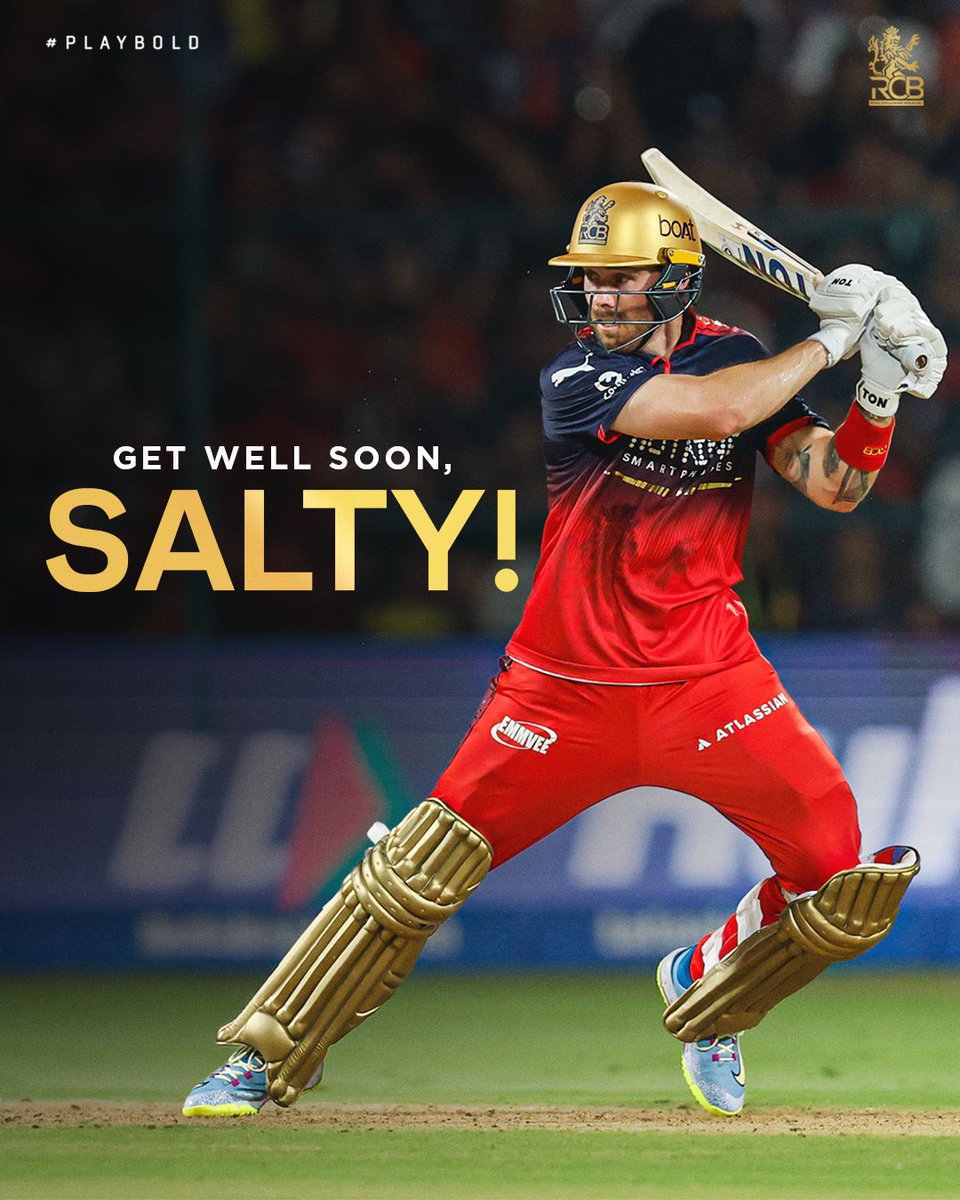 RCBTweets's tweet image. Going to miss your blinders today, Salty. 👀

Wishing you speedy recovery and we're waiting to see you out and about again soon. ❤️

#PlayBold #ನಮ್ಮRCB #IPL2026 #RCBvGT