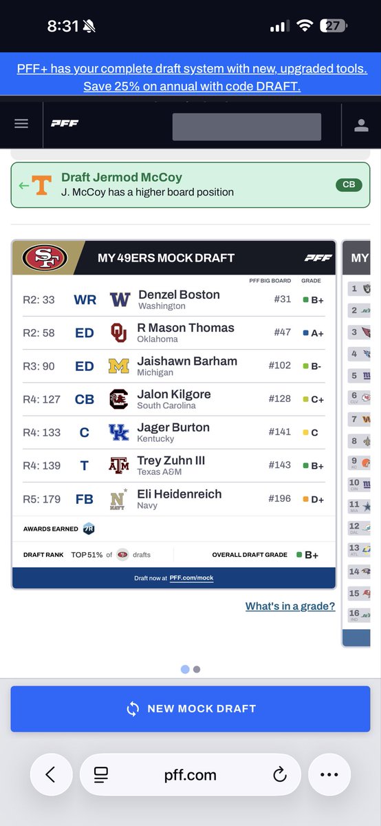 joealmendarez's tweet photo. Some options with the new picks. I prefer Pregnon to Bisontis but you can pick either or. #49ers #nfldraft https://t.co/RifMgjPWVZ