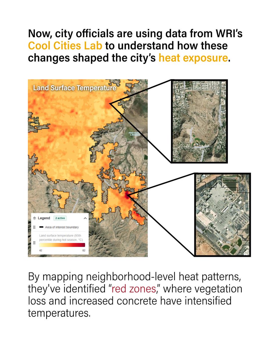 WRIRossCities's tweet image. Hermosillo, 🇲🇽, is no stranger to heat — but there was a time when the #city was more equipped with vegetation to handle it.

Using data from WRI's #CoolCitiesLab, this "city of sun" ☀️ is now restoring its tree cover 🌳.

Explore ➡️ coolcities.wri.org

#ArborDay @Googleorg