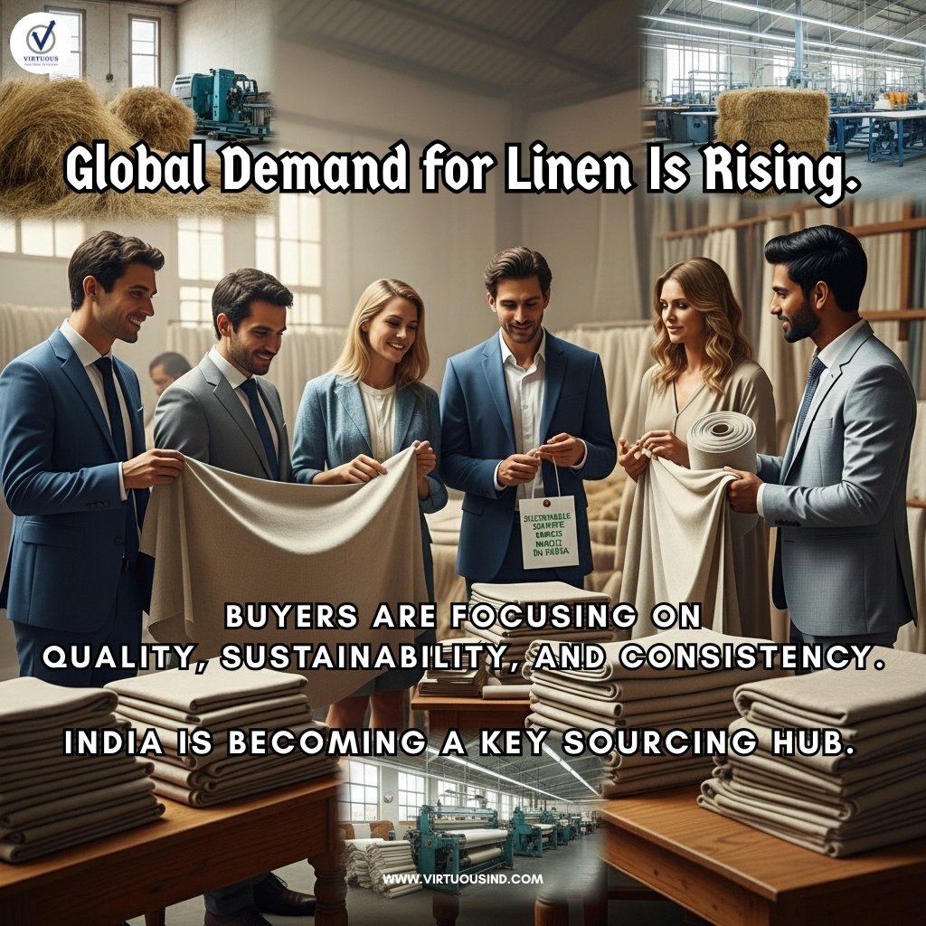 TheVirtuousGrp's tweet image. Global buyers are shifting toward suppliers who offer:

• consistent quality
• better materials
• scalable production

India is gaining attention in this space.
Do you think India can lead global linen exports?

#LinenExport #TextileMarket #GlobalSourcing #ManufacturingIndia