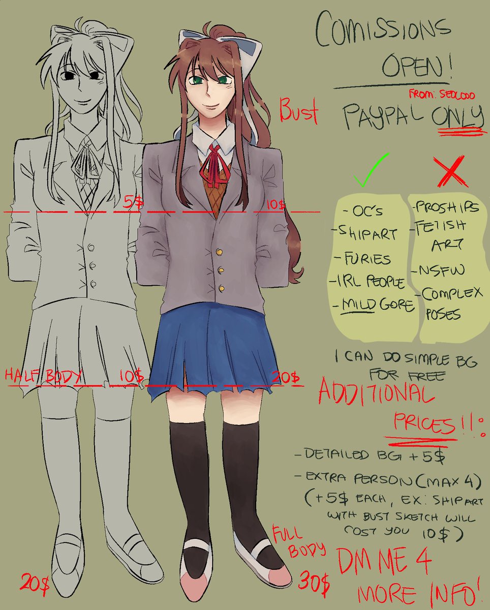 seolooo's tweet photo. Art comms are up!

 I would also like to note that I use my own mother's acc as my family is struggling right now and living in an apartment. I want to share half of my earnings to her and while the other half is for my likings. Thank you!

#artcommissions https://t.co/yit6axTpV5