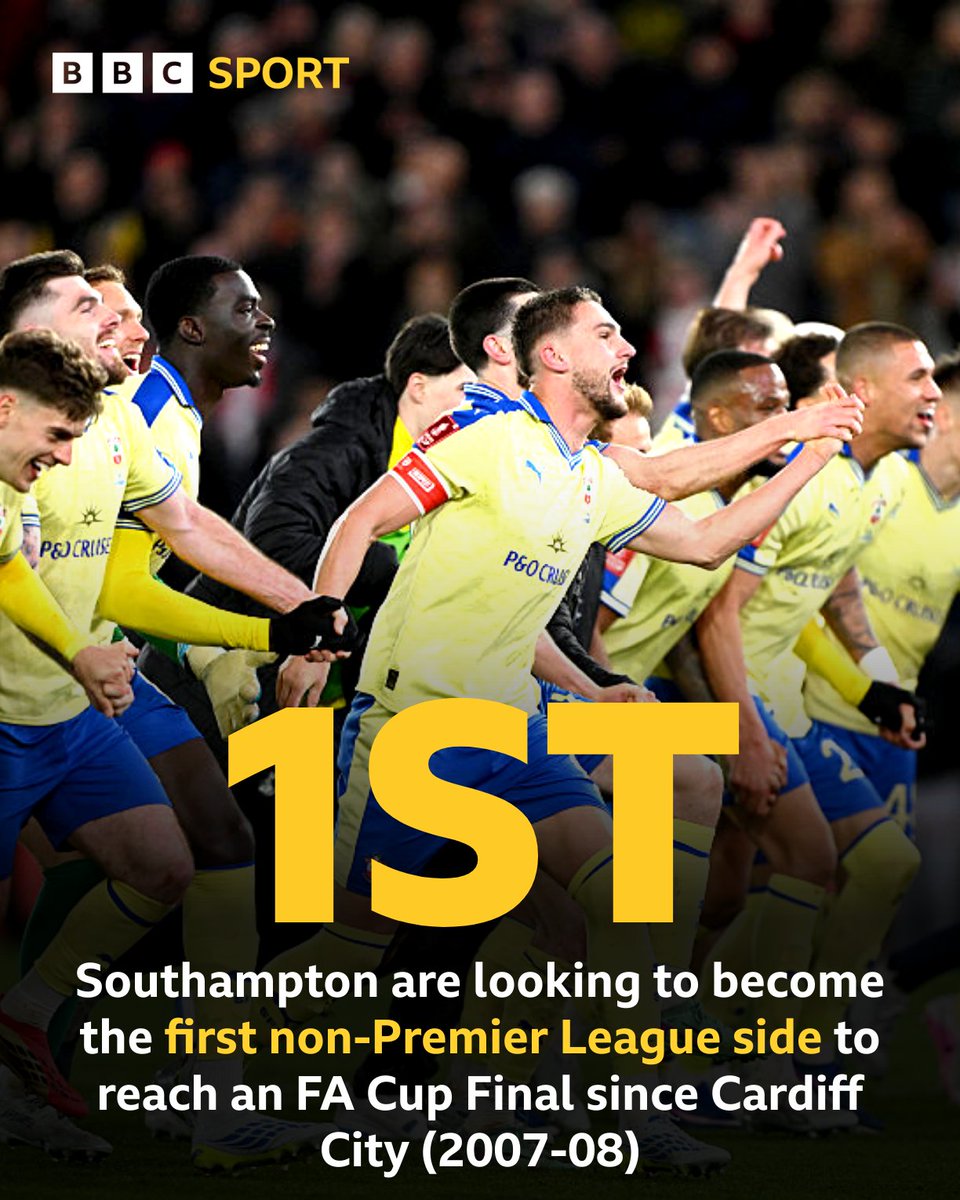 solentsport's tweet photo. 🥇 Southampton are looking to do something that hasn't been achieved since 2008, when they take on Manchester City in the FA Cup Semi-Finals, this afternoon 👀

🎧 Listen to build-up live from Wembley from 14:00 on @BBCRadioSolent &amp; BBC Sounds https://t.co/sPyF64ANwy