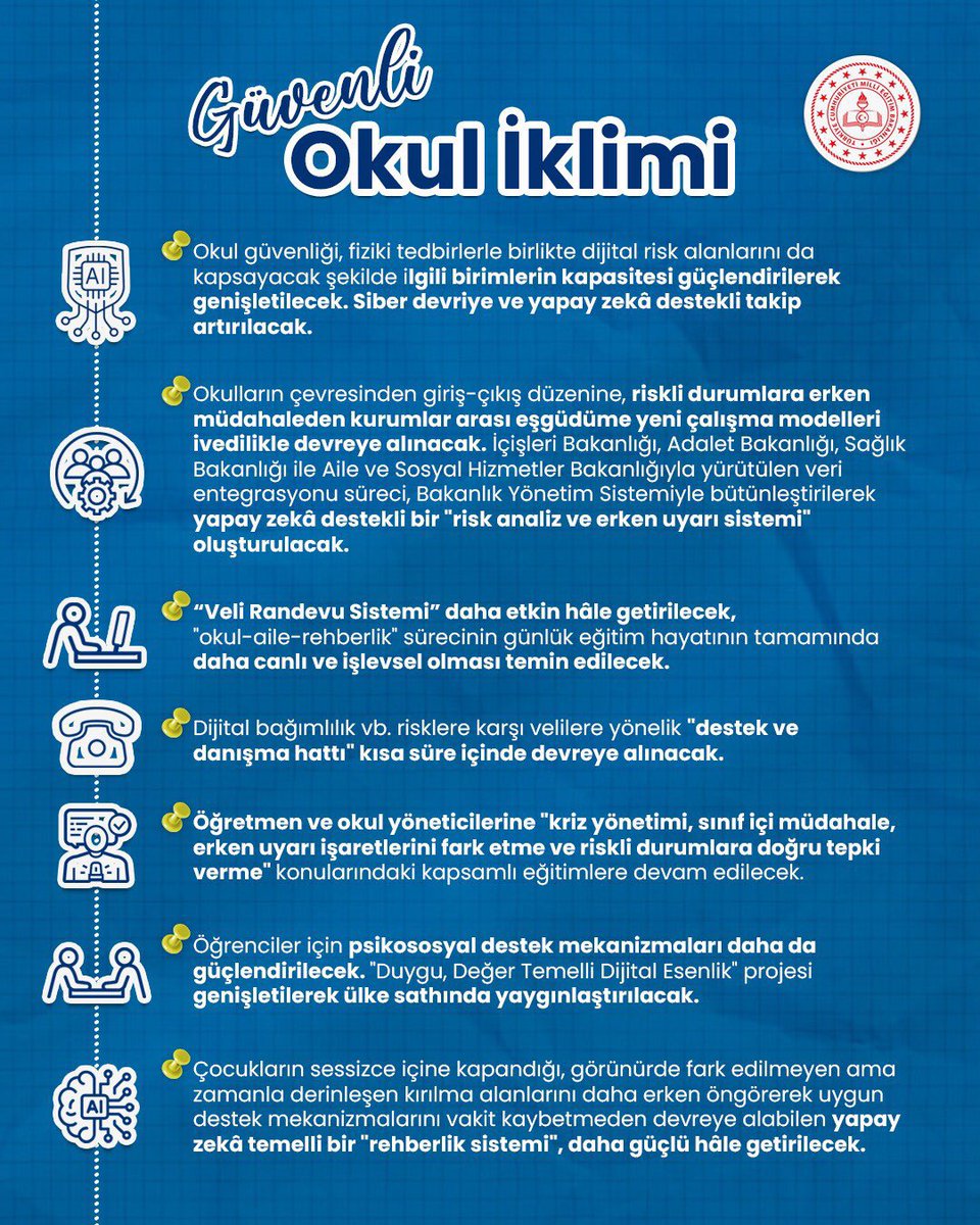 “'Güvenli Okul İklimi' ile Eğitimde Güven, Kalplerde Huzur, Yarınlarda Esenlik” Diyor, Tüm Paydaşlarımızı Katkı Sunmaya Çağırıyoruz

#GüvenliOkulİklimi

<a href="/tcmeb/">Millî Eğitim Bakanlığı</a> <a href="/Yusuf__Tekin/">Yusuf Tekin</a> <a href="/tcmuglavaliligi/">Muğla Valiliği</a> <a href="/idrisakbiyik/">Dr. İdris AKBIYIK</a> <a href="/emrecay55/">Emre ÇAY</a>