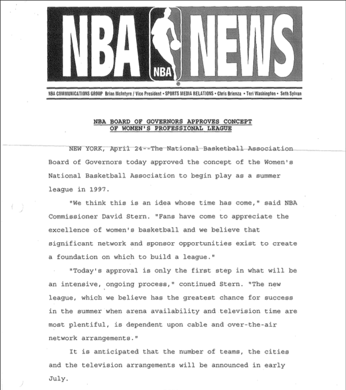 30 years ago on April 24, 1996, the NBA Board of Governors announced the approval of a new league, The Women’s National Basketball Association.

In the past 30 years we’ve see athletes become legends, champions, MVPs, GOATS, and most importantly, pioneers of women’s basketball.