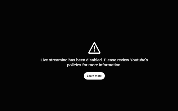 My ability to livestream on YouTube has been disabled with ZERO notification (in app, email - nothing).