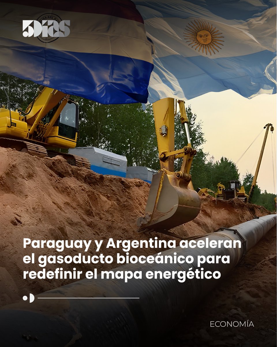 5DiasPy's tweet image. Integración regional en marcha🇵🇾🤝🇦🇷 

Paraguay y Argentina aceleran el proyecto del gasoducto bioceánico, una infraestructura clave que busca redefinir el mapa energético del Cono Sur

🔗 5dias.com.py/article/paragu… 

#5Dias #Economía #Energía #Chaco
