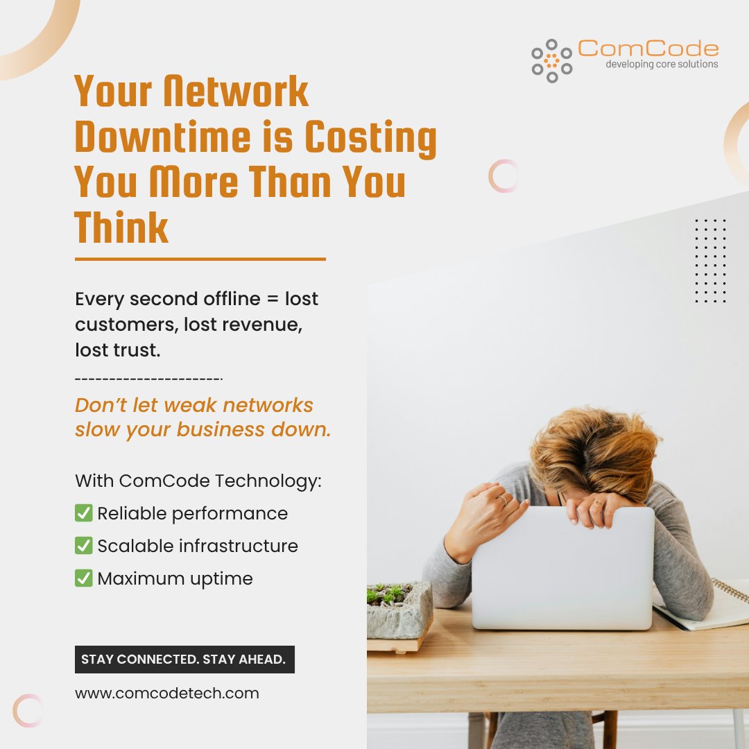 TechComcode's tweet image. Your network goes down… your business slows down. ⚠️

Every second offline = lost money, lost trust.

Don’t let weak networks hold you back.
Stay connected. Stay ahead. 🚀

comcodetech.com

#networking #businessgrowth #ITsolutions #downtime #techtrends #startupindia