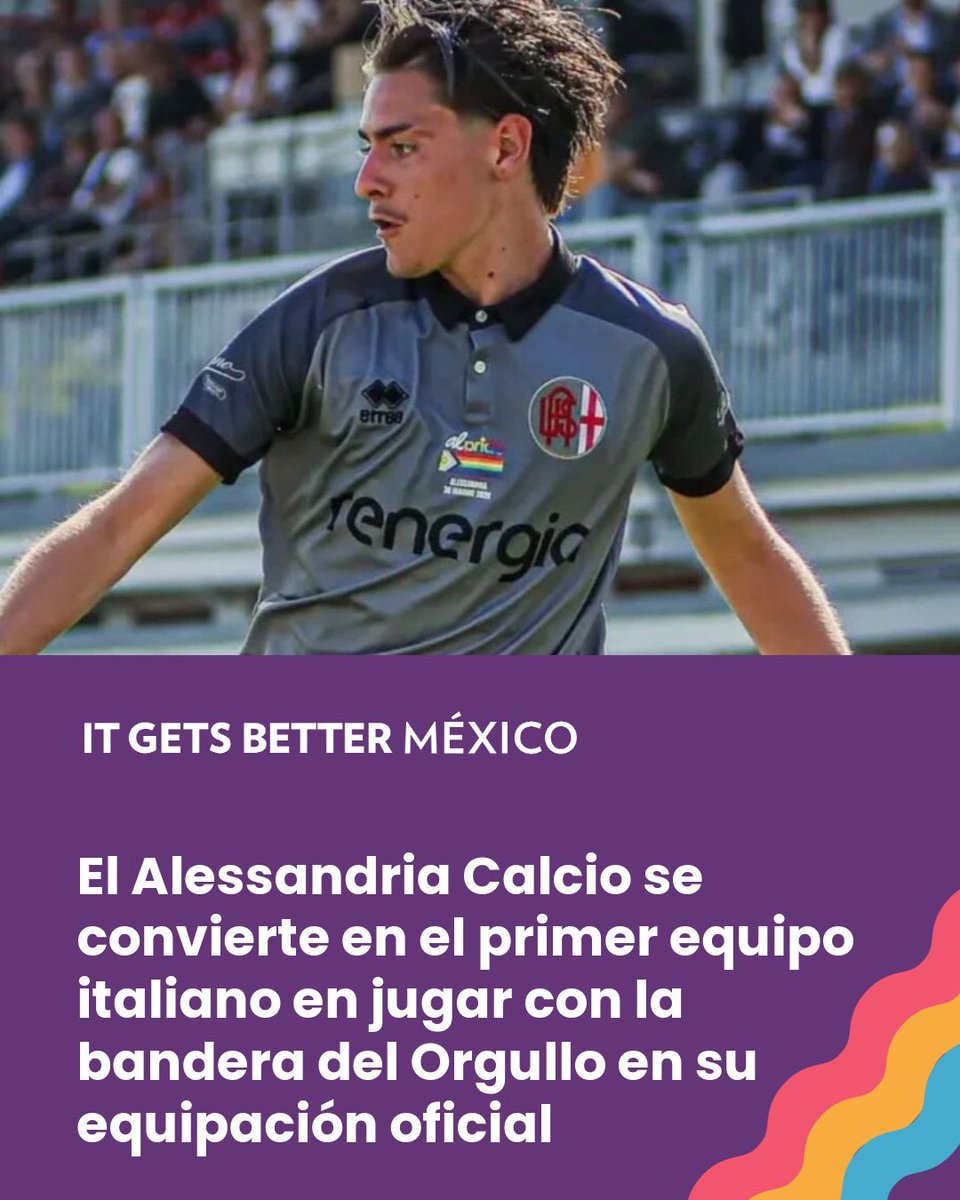 ItGetsBetterMx's tweet image. Por primera vez en Italia, un equipo de fútbol jugó un partido oficial con la bandera del Orgullo en su camiseta. El Alessandria Calcio lo hizo para apoyar el Pride de su ciudad — y ganaron 3-0. 🏳️‍🌈⚽🇮🇹 #ItGetsBetter