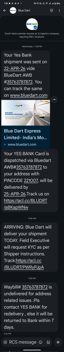 mkm2t's tweet photo. @BlueDart_ @Ahmadmailbook If your delivery person can't find an address situated at four lane city road, then think your logistics service quality....
Most disappointing thing is your customer support waiting time still can't connect 👎 https://t.co/PtSuFPAep6