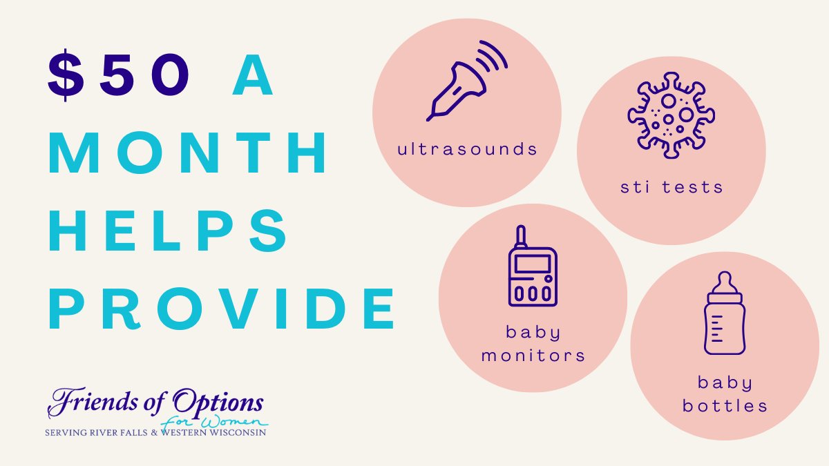 Options4WomenRF's tweet photo. $50/month goes a long way for families at Options for Women.

Become a Friend of Options for Women and help protect life and equip parents: https://t.co/gJhyJqCshz

#MonthlyGiving #SupportFamilies #ProLifeInPractice https://t.co/RaSeBxdUhO