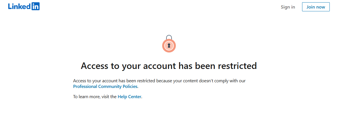 Jeanhtz's tweet photo. @LinkedIn , @LinkedInHelp any reason why you would just shut down my account without any form of communication or regard? https://t.co/jXQqEhPYhD