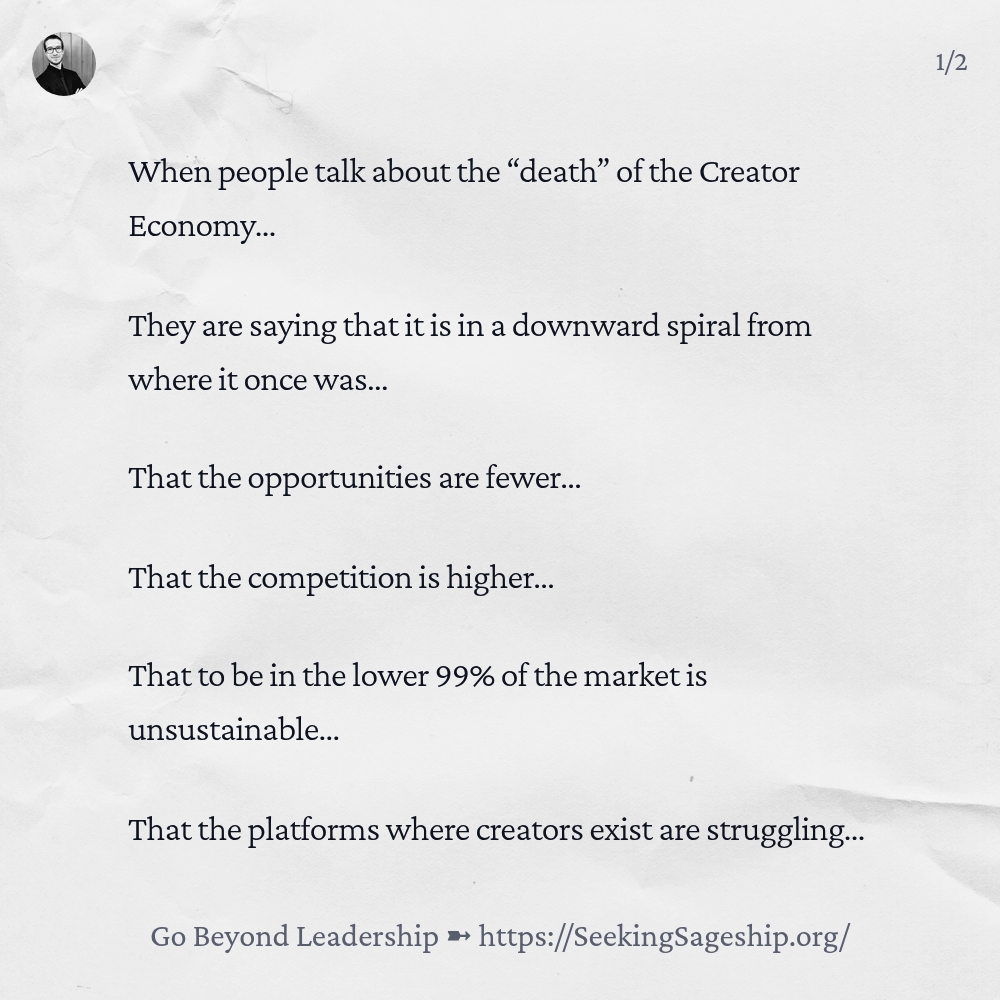 YourGuideCody's tweet image. From Yesterday's Article: Death Of The Creator Economy - What Replaces It?

#Creator #CreatorEconomy #Entrepreneurship #SocialMedia #Future #Psychology #Business #Strategy #Sageship #Leadership