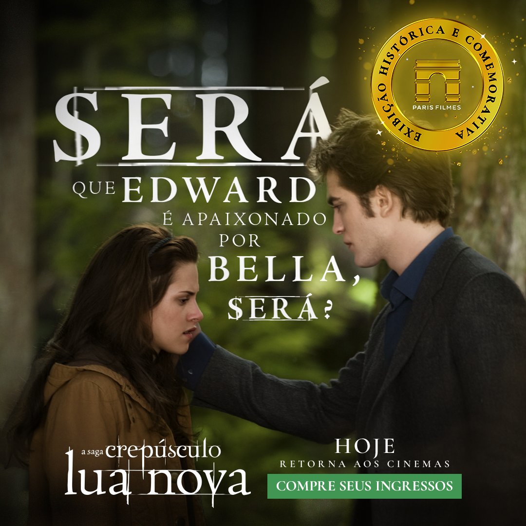 ParisFilmes's tweet photo. Edward deixou Bella… mas será que ele ainda a ama? 👀🌙 Uma história de amor feita para ser vivida na tela grande.

Prepare-se para essa experiência nostálgica.

Lua Nova, hoje, nos cinemas.

🎟️ https://t.co/F5ZmRRMSge

#LuaNova #NewMoon #TeamEdward #TeamJacob #ParisFilmes https://t.co/rpi8WlSbHB