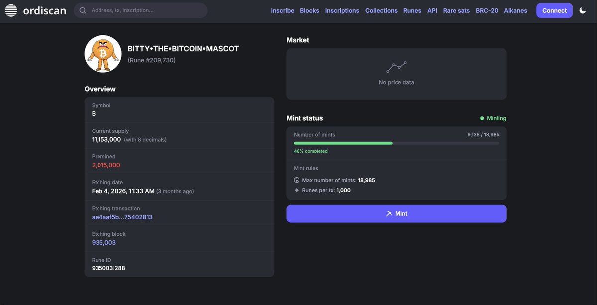 BittyRunes's tweet photo. BITTY is live. Minting NOW.
48% already gone and disappearing in real time.
No second chances on Bitcoin L1. Rune #209,730.
This isn’t “early”… this is the window.
#Bitcoin #BTC #Runes #BitcoinL1 #RunesProtocol #Ordinals #BTCFi #Alpha https://t.co/zVuqXVo44F