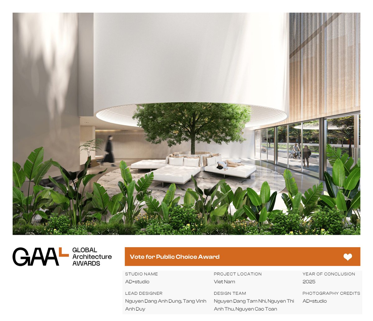 GAA2024's tweet image. 🎖 𝗩𝗢𝗧𝗘 𝗡𝗢𝗪 for the 𝗚𝗔𝗔.𝟮𝟬𝟮𝟲 𝗣𝗨𝗕𝗟𝗜𝗖 𝗖𝗛𝗢𝗜𝗖𝗘 𝗔𝗪𝗔𝗥𝗗! 🎖
The VAULT | AD+studio | Architecture | Commercial - Unbuilt
👇 𝗖𝗟𝗜𝗖𝗞 𝗧𝗢 𝗩𝗢𝗧𝗘
globalawardscommunity.com/project/the-va…

#GAA2026 #globalarchitectureawards #architecture  #Awards2026