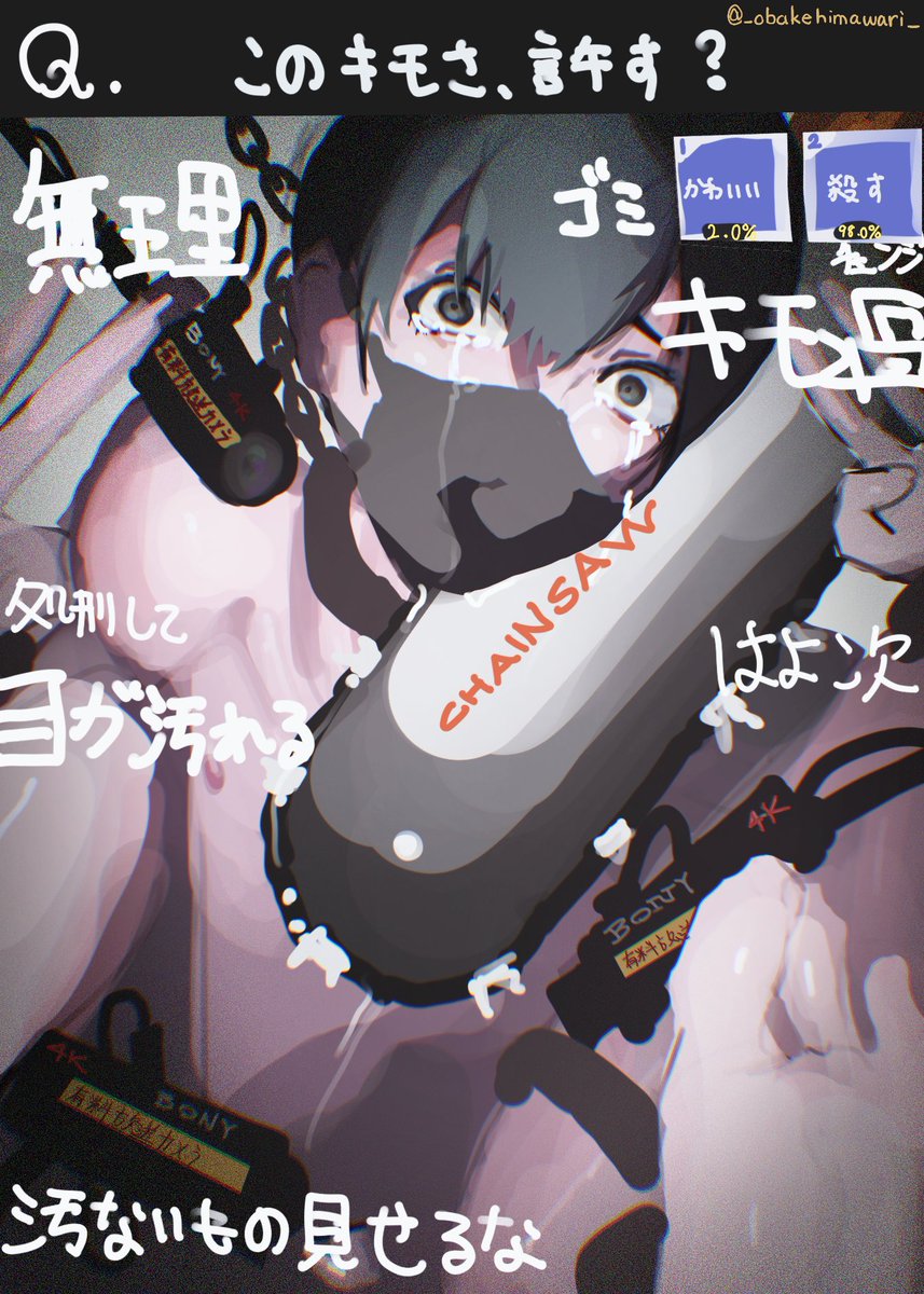 #男リョナ版深夜のお絵描き60分一本勝負
お題：監視カメラ
お願い、何でもします、本当になんでもします！文字通り何でもします！助けてください、助けてくれたら本当にどんなプレイでもするんで、ね？ね？お金も視聴者さんに全部あげるから、全部自由に使っていいから、お願い、こんな終わりだけは