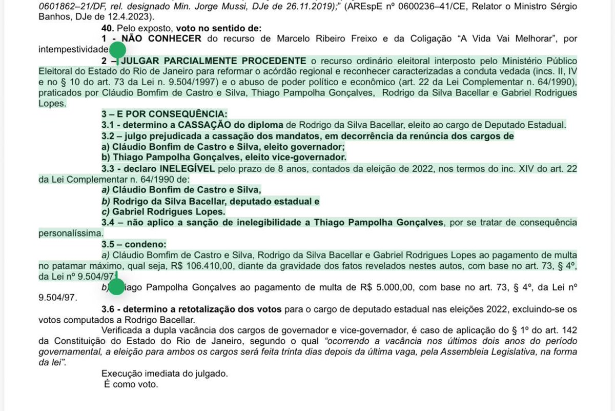 O TSE reconheceu o abuso de poder econômico e político de Claudio Castro, haja vista os gravíssimos ilícitos eleitorais, com aplicação das penas de inelegibilidade por 8 anos e de multa no valor máximo permitido pela legislação, em função da enorme reprovabilidade da conduta.