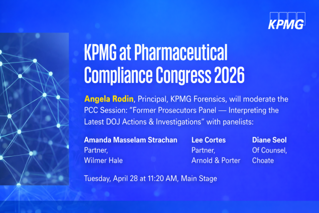 rajeshmisra's tweet photo. Are you prepared for the top compliance and legal challenges facing the pharmaceutical industry? Connect with KPMG at the 2026 Pharmaceutical Compliance Congress (PCC). https://t.co/L1JC8Lb3hL https://t.co/08MaFlPP1v
