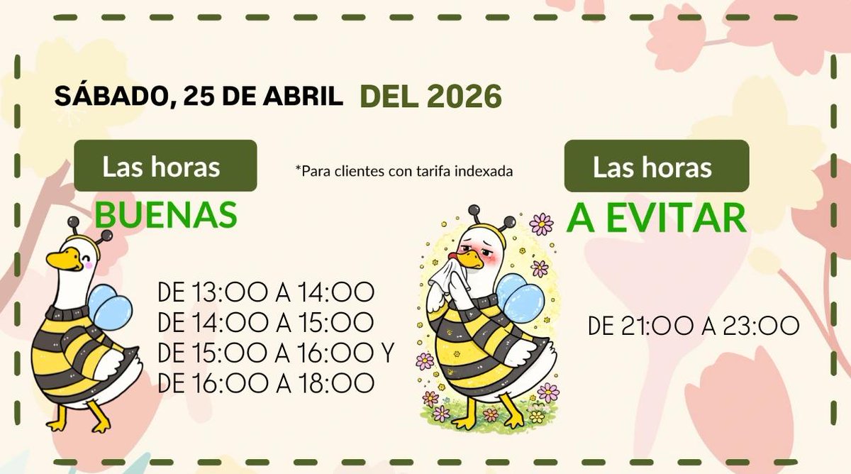 🟢 ¡Aquí las tienes! #LasBuenasHoras de hoy para ayudarte con tu factura. #FeníeEnergía