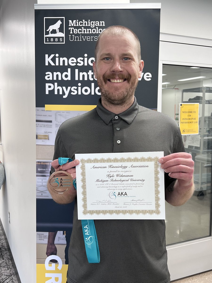 KIPMichTech's tweet photo. Congratulations to our Grad Student Kyle Wehmanen who graduates today with his PhD as being recognized by the AKA as an outstanding student. We wish Kyle to best on his future plans. https://t.co/cFHZMlRLvP