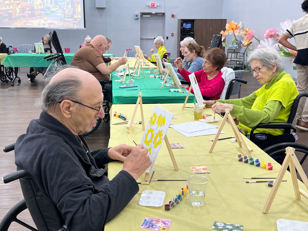 GurwinJewish's tweet image. Celebrating #EarthDay at Gurwin Jewish Nursing &amp;amp; Rehabilitation Center. Our Artist in Bloom creative painting workshop brought residents together to capture the beauty of nature.
#SeniorLiving #ArtTherapy #Gurwin #SkilledNursing #LongTermRehab #ShortTermRehab #Commack #LongIsland
