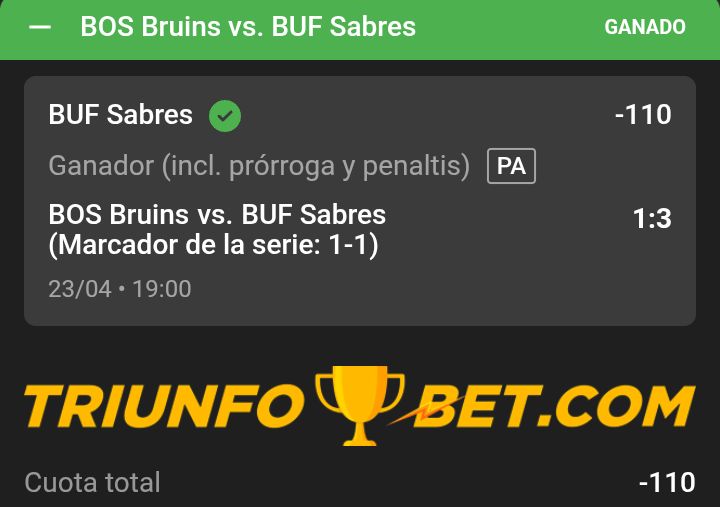 BetIcebreaker's tweet image. ➡️ Verdazo anoche en la #NHL 🏒💰 Buena Directa con los Sabres ganando en la ruta. Seguimos sumando en los playoffs de la Stanley Cup 💪🏻🔥 Vamos por más!

Asesorate por el +584121493346

#Icebreaker 🔨